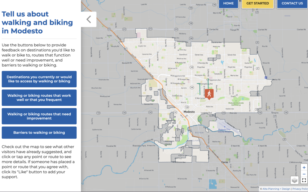 Screenshot showing the public input map application